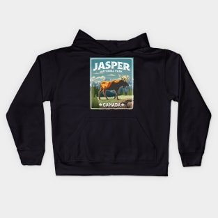 Jasper National Park Moose Vintage Look Kids Hoodie